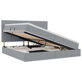 Letto con testiera Grigio chiaro 200 x 200 cm Tessuto