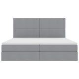Letto con testiera Grigio chiaro 200 x 200 cm Tessuto