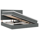 Letto con testiera Grigio scuro 200 x 200 cm Tessuto