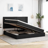 Letto con luci a strisce a LED Nero 200 x 200 cm Tessuto