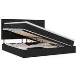 Letto con luci a strisce a LED Nero 200 x 200 cm Tessuto