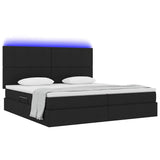 Letto con luci a strisce a LED Nero 200 x 200 cm Tessuto