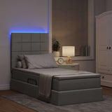 Letto con contenitore e LED con led Grigio chiaro 90 x 200 cm