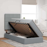 Letto con contenitore e LED con led Grigio chiaro 90 x 200 cm