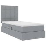 Letto con contenitore e LED con led Grigio chiaro 90 x 200 cm