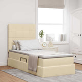 Letto con contenitore e LED Crema 100 x 200 cm Poliestere