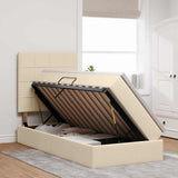 Letto con contenitore e LED Crema 100 x 200 cm Poliestere