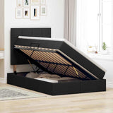 Letto con contenitore e LED Nero 120 x 190 cm Poliestere