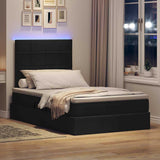 Letto con luci a strisce a LED Nero 120 x 200 cm Tessuto