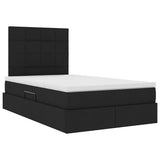 Letto con luci a strisce a LED Nero 120 x 200 cm Tessuto