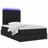 Letto con luci a strisce a LED Nero 120 x 200 cm Tessuto