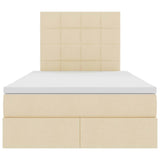 Letto con luci a strisce a LED Crema 120 x 200 cm Tessuto