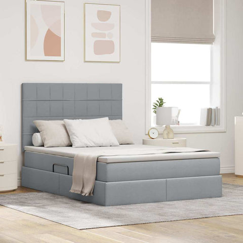Letto con testiera Grigio chiaro 140 x 190 cm Tessuto