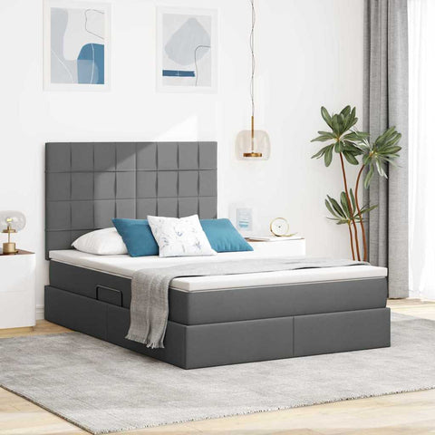 Letto con testiera Grigio scuro 140 x 190 cm Tessuto