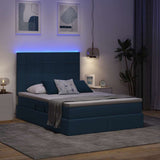 Letto con luci a strisce a LED Blu 140 x 190 cm Tessuto