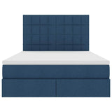 Letto con luci a strisce a LED Blu 140 x 190 cm Tessuto