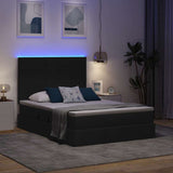 Letto con luci a strisce a LED Nero 140 x 200 cm Tessuto