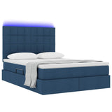 Letto con luci a strisce a LED Blu 140 x 200 cm Tessuto