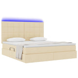 Letto con luci a strisce a LED Crema 160 x 200 cm Tessuto