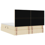 Letto con luci a strisce a LED Crema 180 x 200 cm Tessuto
