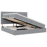 Letto con testiera Grigio chiaro 200 x 200 cm Tessuto