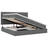 Letto con testiera Grigio scuro 200 x 200 cm Tessuto