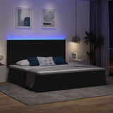 Letto con luci a strisce a LED Nero 200 x 200 cm Tessuto
