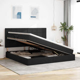 Letto con luci a strisce a LED Nero 200 x 200 cm Tessuto