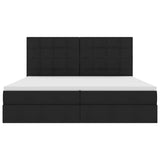 Letto con luci a strisce a LED Nero 200 x 200 cm Tessuto
