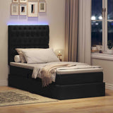 Letto con contenitore e LED con led Nero 90 x 190 cm Poliestere