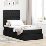 Letto con contenitore e LED con led Nero 90 x 190 cm Poliestere