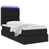 Letto con contenitore e LED con led Nero 90 x 190 cm Poliestere