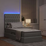 Letto con contenitore e LED con led Grigio chiaro 90 x 200 cm