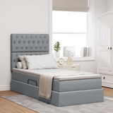 Letto con contenitore e LED con led Grigio chiaro 90 x 200 cm