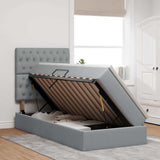 Letto con contenitore e LED con led Grigio chiaro 90 x 200 cm