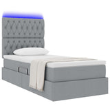Letto con contenitore e LED con led Grigio chiaro 90 x 200 cm