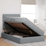 Letto con testiera Grigio chiaro 120 x 200 cm Tessuto