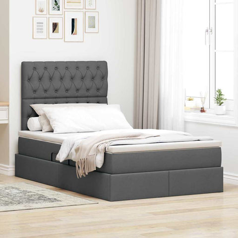 Letto con testiera Grigio scuro 120 x 200 cm Tessuto