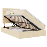 Letto con luci a strisce a LED Crema 120 x 200 cm Tessuto