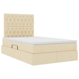 Letto con luci a strisce a LED Crema 120 x 200 cm Tessuto