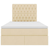 Letto con luci a strisce a LED Crema 120 x 200 cm Tessuto