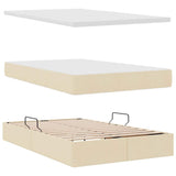 Letto con luci a strisce a LED Crema 120 x 200 cm Tessuto