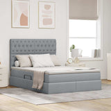 Letto con testiera Grigio chiaro 140 x 190 cm Tessuto