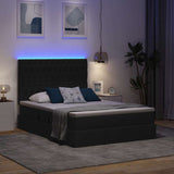 Letto con luci a strisce a LED Nero 140 x 190 cm Tessuto