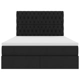 Letto con luci a strisce a LED Nero 140 x 190 cm Tessuto