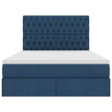 Letto con luci a strisce a LED Blu 140 x 190 cm Tessuto