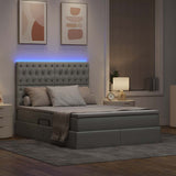Letto con testiera Grigio chiaro 140 x 200 cm Tessuto