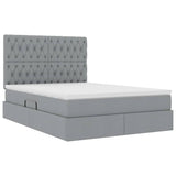 Letto con testiera Grigio chiaro 140 x 200 cm Tessuto