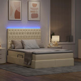 Letto con luci a strisce a LED Crema 140 x 200 cm Tessuto