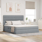 Letto con testiera Grigio chiaro 160 x 200 cm Tessuto